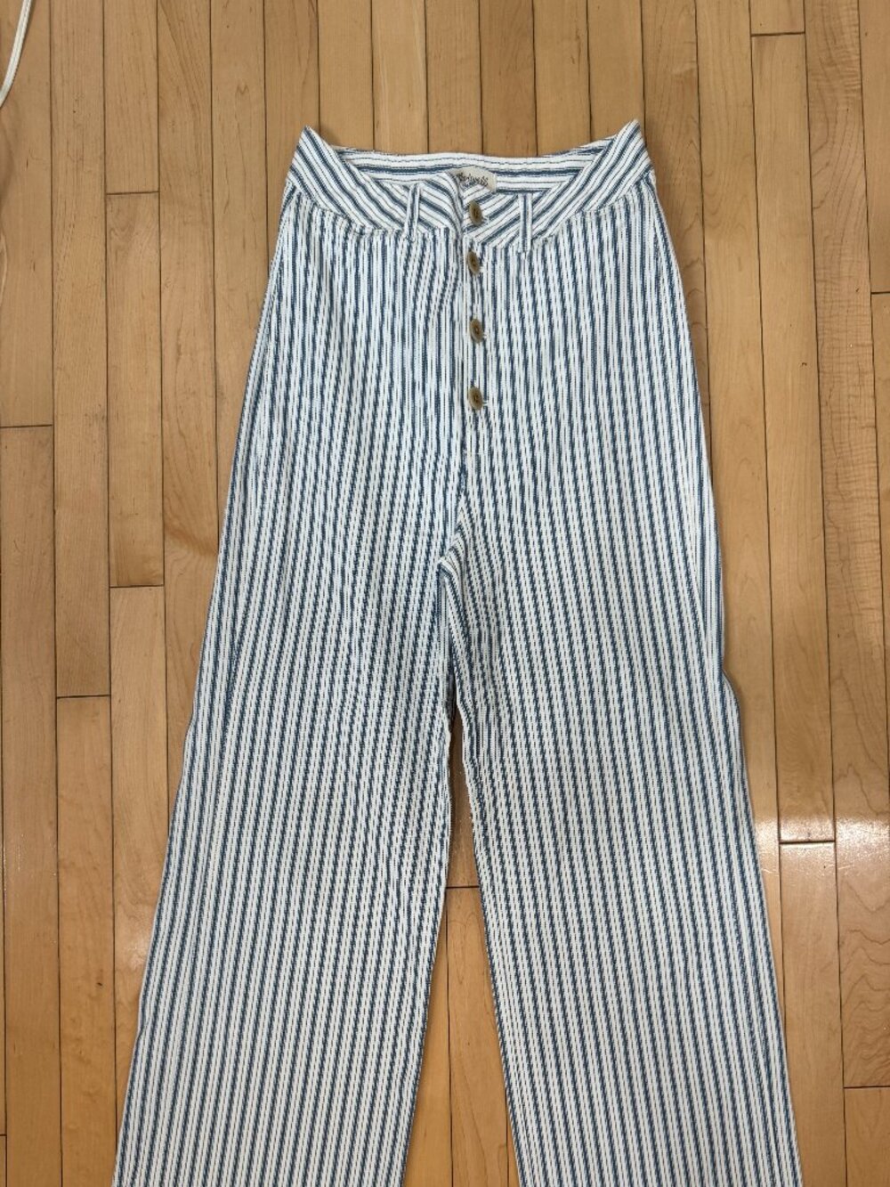 Madewell Emmett Wide-Leg Crop Pants in Stripe Button-Front Edition Size 30